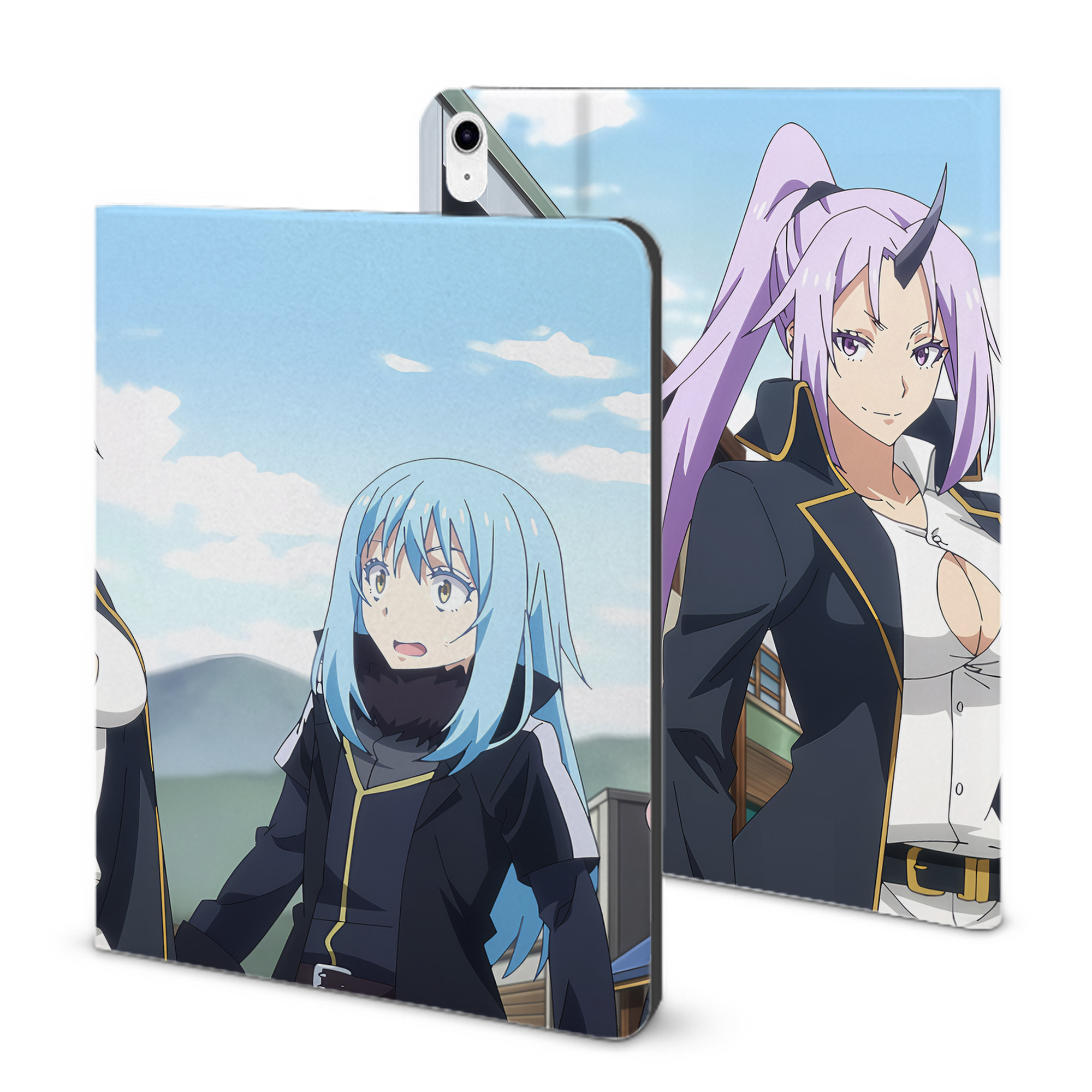 （画像用） 転スラ Regarding Reincarnated to Slime IPad ケース ブック型 PUレザー TPU 耐衝撃 軽量 薄型 ペン収納なし 全面保護 IPad 各モデル対応